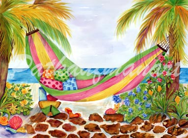 cottages and beach living paintings Hammock by the Sea