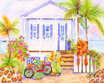 cottages and beach living paintings Moon Lite Lane web