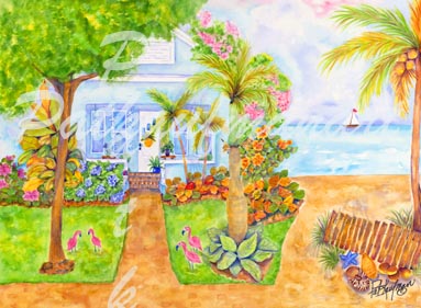 cottages and beach living paintings SE Cottage II