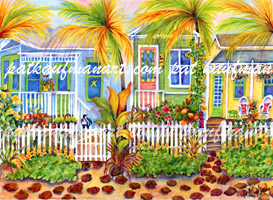 cottages and beach living paintings Sea Cottage I Web