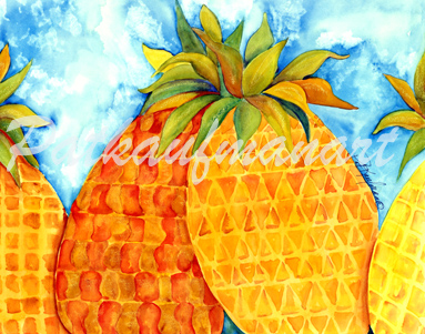 fruit and wines paintings Dance Of Pineapples II