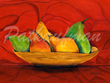 fruit and wines paintings Pears and Red