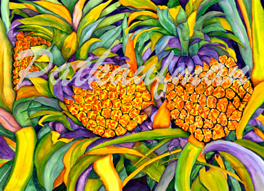 fruit and wines paintings Pineapples