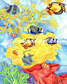 tropical art paintings originals Fish Fish Fish V