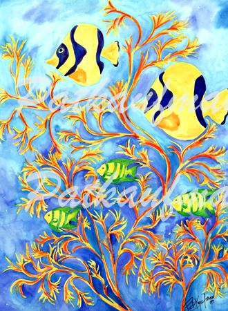 tropical wild life paintings Fish Fish Fish VI