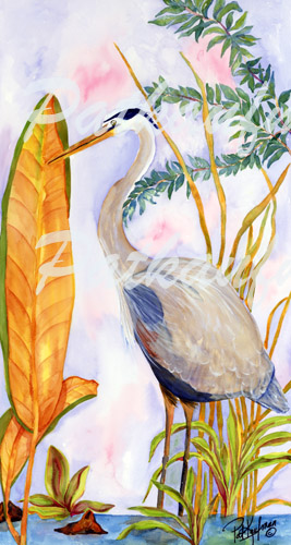 tropical wild life paintings Great Blue Heron