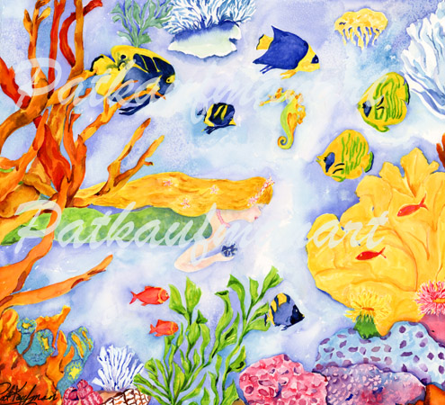 tropical wild life paintings Mermaid of the Sea II