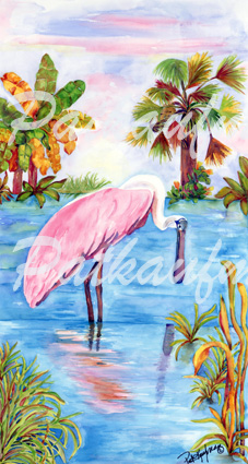 tropical wild life paintings Roseate Spoonbill