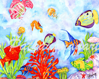 tropical wild life paintings Sea of Dreams