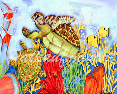 tropical wild life paintings Turtle I